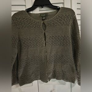 Eddie Bauer Crochet Cardigan - olive green